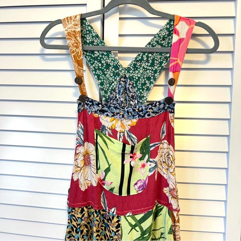 Sacred Threads Multicolor Patchwork Overalls Jump… - image 2